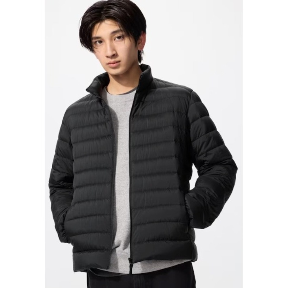 UNIQLO Ultra Light Down Jacket Black Puffer Full Zip Packable Coat Men's Size XL